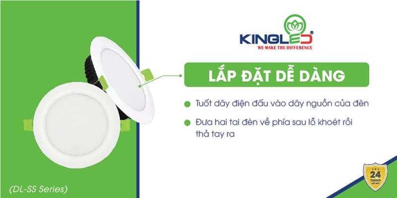 Đèn Downlight âm trần cực kỳ dễ lắp đặt